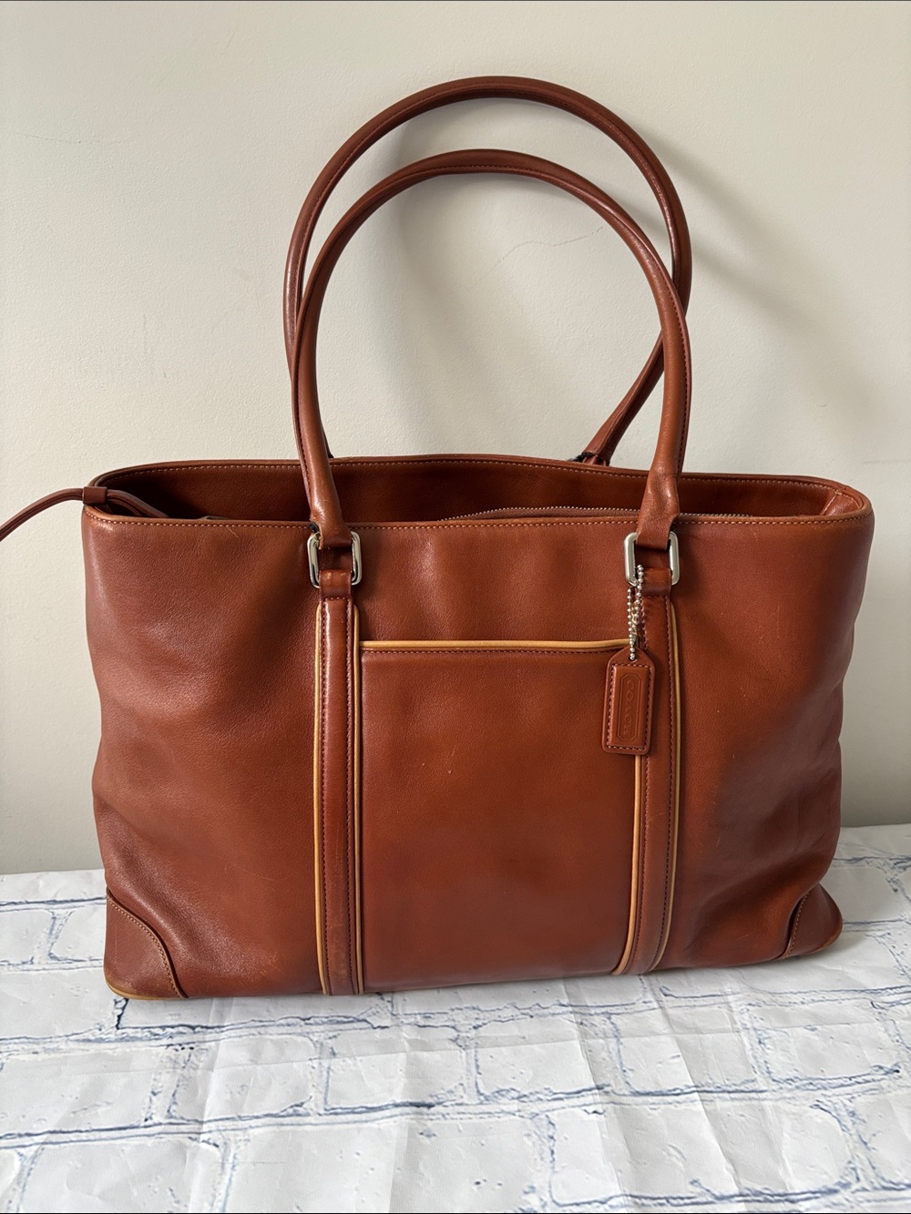 Vintage Coach Hamptons Leather Tote Bag 7515 Chestnut Brown Business Carryall